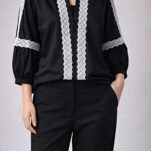 Karl Lagerfeld cotton elevated peasant blouse, NWOT
